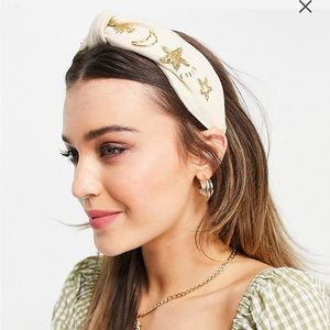 ASOS DESIGN Headband in celestial beige